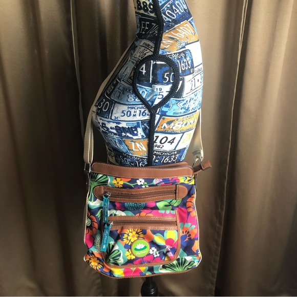 Lily Bloom Floral Multi Pocket Adjustable Crossbody Purse Bag - Picture 2 of 13